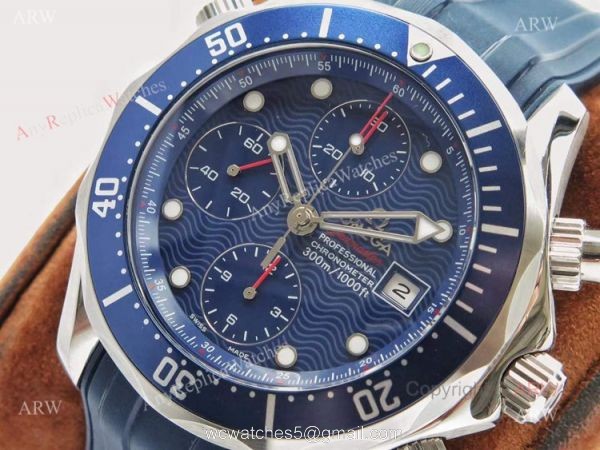 Swiss Replica Omega Seamaster Diver 300M Blue Wave Dial ETNZ Limited Edition Watch 2