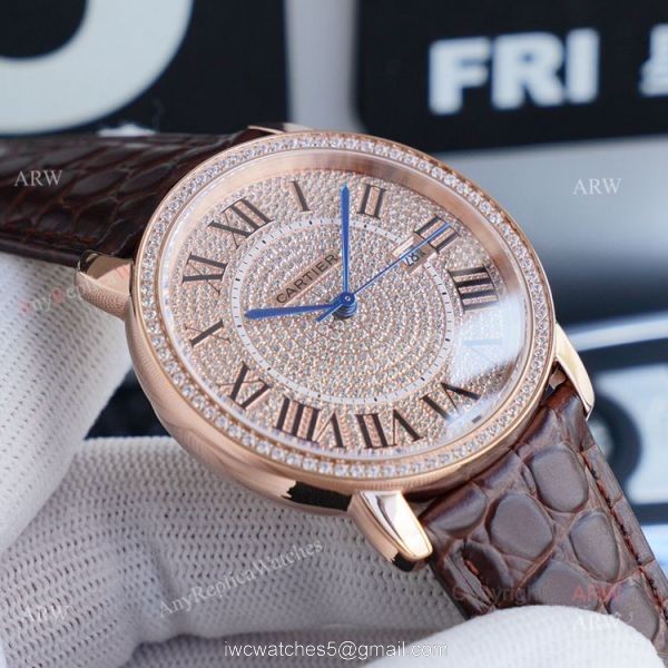 High Quality Cartier Ronde Solo 42mm rose gold Diamond Replica Watch 2
