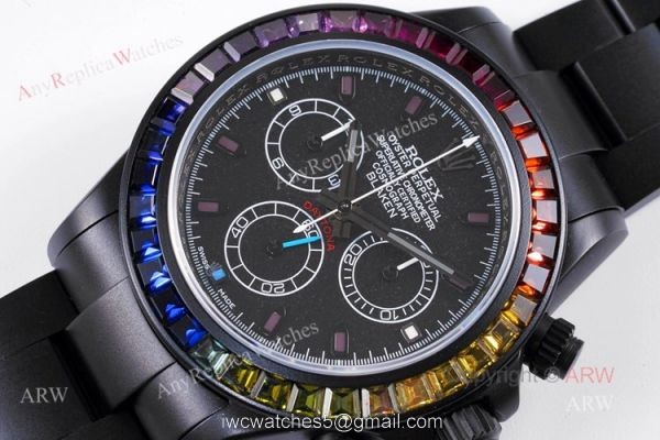Best Replica Rolex Daytona Rainbow Black Rolex Daytona Rainbow Diamonds Watch 2