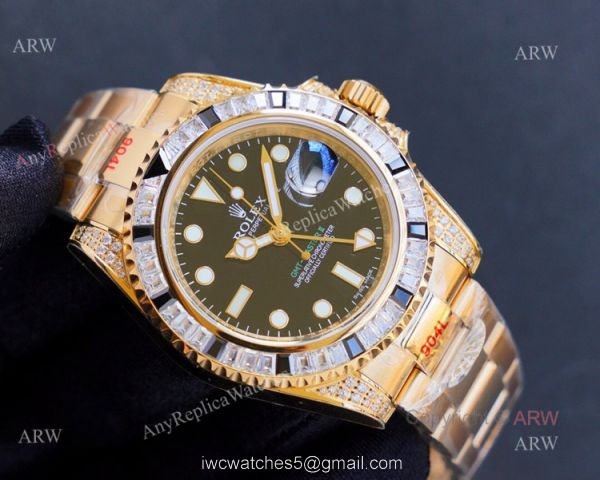 Best Replica Rolex GMT Master ii Yellow Gold GMT Rainbow Watches For Men 2