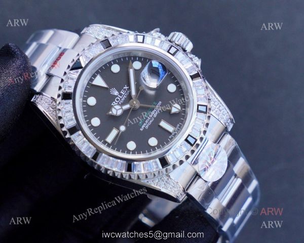Swiss Grade Replica Rolex GMT Master ii GMT Rainbow Diamond Bezel Men Watches 2