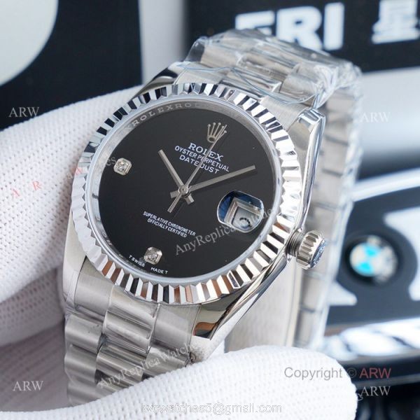 Swiss Copy Rolex Datejust 36 Black Face Mens Watch 2