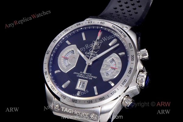 Black Tag Heuer Carrera Automatic Asia 7750 Replica Watches For Men 2