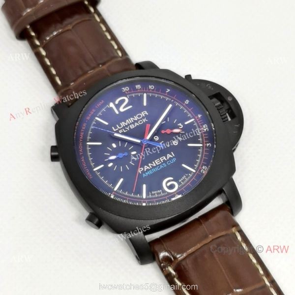New Panerai Flyback PAM00725 Black Case Watch 44MM 2