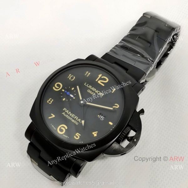 Fake Panerai Luminor GMT PAM 1441 Men Watch Black Steel 2
