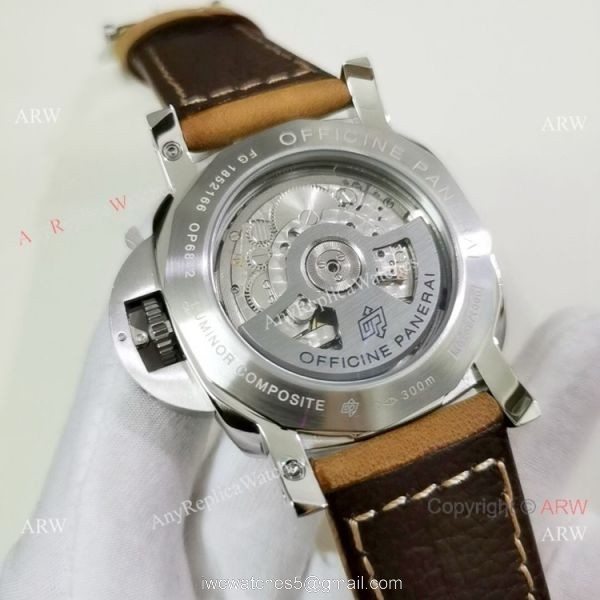 Panerai Luminor GMT PAM1321 Stainless Steel Brown Leather Strap Watch 2