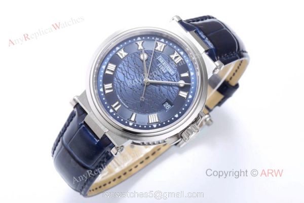 Swiss Replica Breguet Marine 5517 Blue Dial Stainless Steel Watch 40mm 2