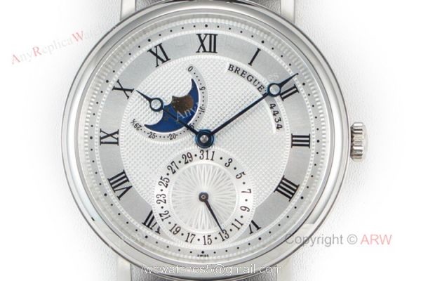 Replica Breguet Classique Moonphase Watch 40mm Breguet Black Leather Strap 2