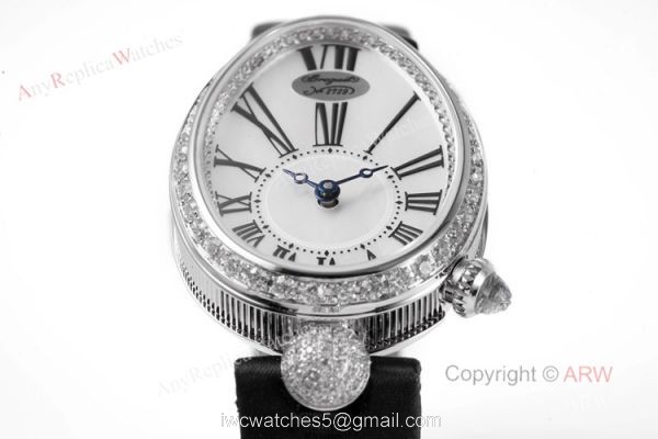 Replica Breguet Reine De Naples Watch White Roman Numberals With Diamond Bezel 2