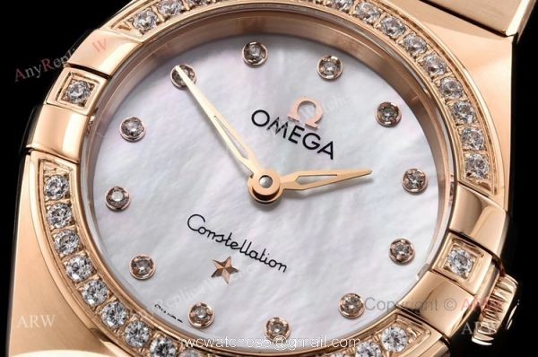 Swiss Quartz Replica Omega Constellation Rose Gold Diamond Ladies Watch 25mm 2