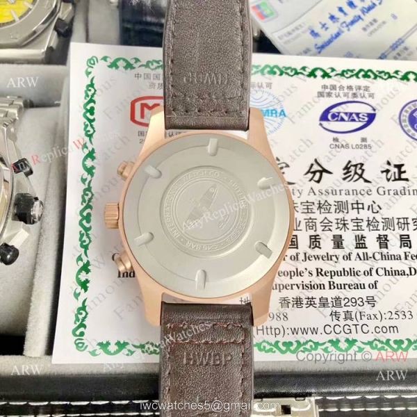 AAA Quality IWC Pilots Spitfire Chronograph Watch Rose Gold Green Dial 2