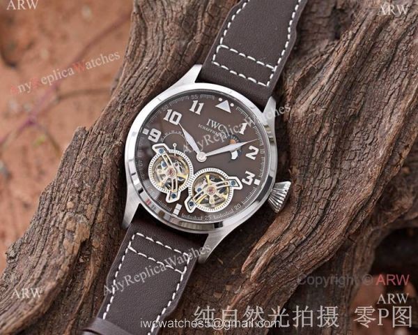 Copy IWC Big Pilots Double tourbillon Men Watches Ss Blue Face 2
