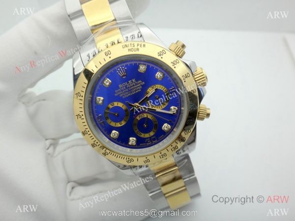 Best Replica Rolex Daytona Two Tone Blue Diamond Dial 40mm Watch 2