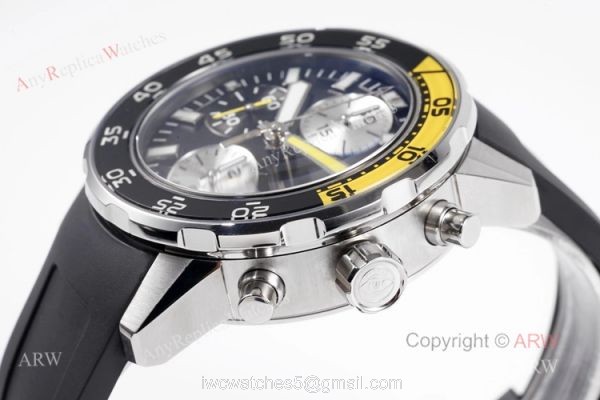 Replica IWC Aquatimer Chronograph Black Yellow Bezel Asia 7750 Watch 44mm 2
