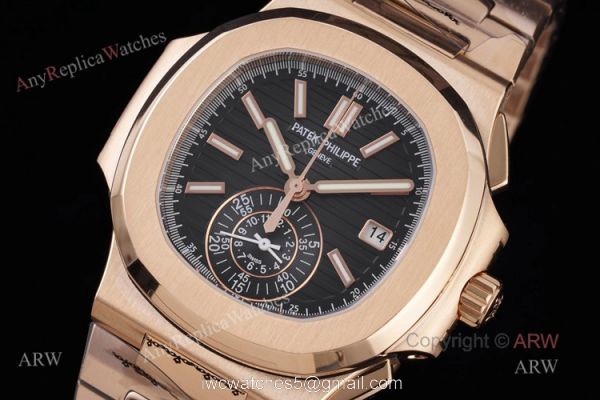 3K Factory Patek Philippe Nautilus Rose Gold 5980 Chronograph Swiss Replica Watches 2