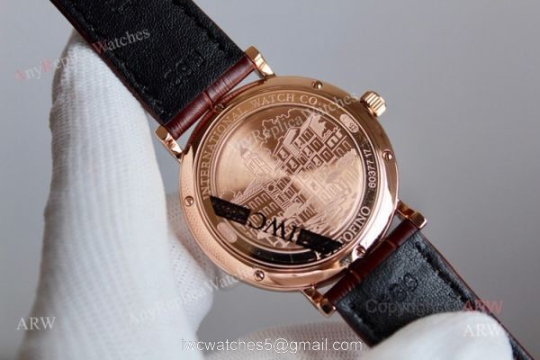 High Quality IWC Portofino Rose Gold Blue Dial Automatic Replica Watch 2