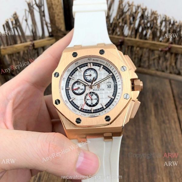 Copy Audemars Piguet Royal Oak Offshore Watch Rose Gold White Face 2