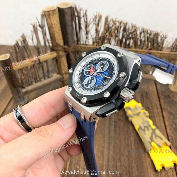 Best Replica Audemars Piguet Automatic Watch SS Blue Rubber Strap 2