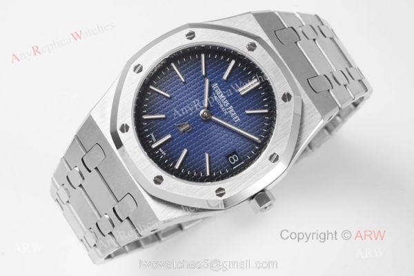 Swiss Replica Audemars Piguet Royal Oak 15202 Blue Dial Stainless Steel Watch 39mm 2