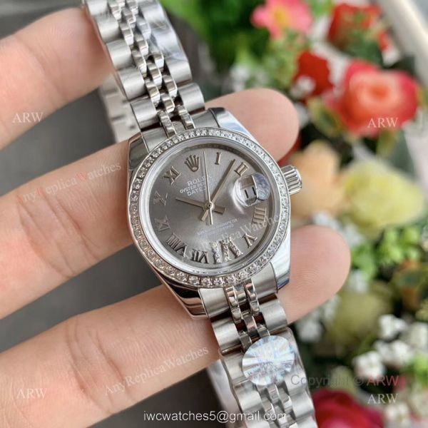 Swiss Quality Replica Rolex Datejust Rhodium Dial With Diamonds Ladies Watch 28mm 2