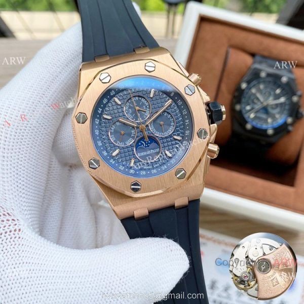 Copy Audemars Piguet Moonphase Watches Black Steel Case 2