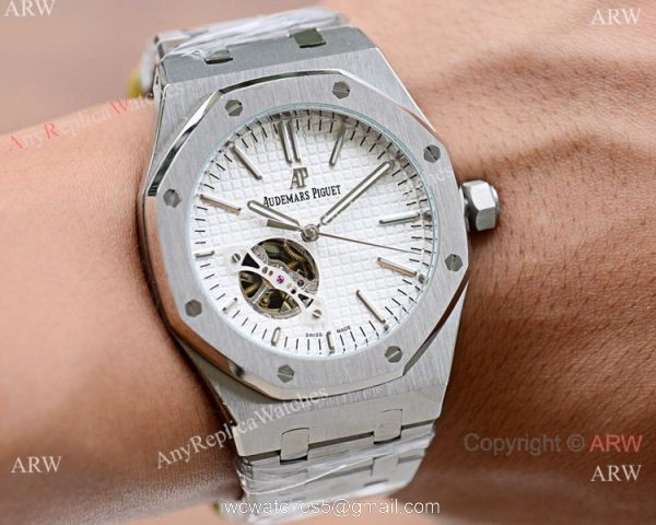 Audemars Piguet Royal Oak Tourbillon Wrist Stainless Steel White Face 2