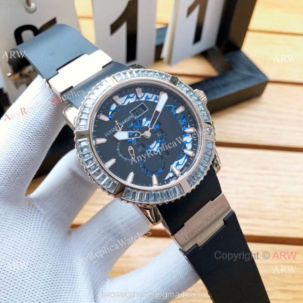 AAA Replica Ulysse Nardin Men Watches SS White Face Diamond Bezel 2