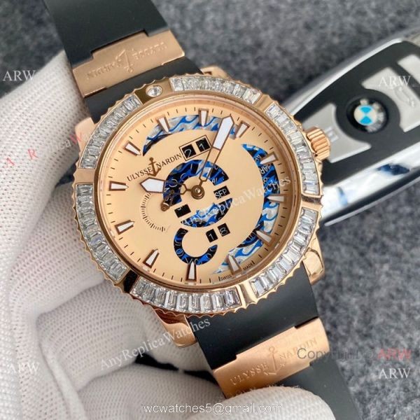Best Replica Ulysse Nardin Automatic Watches Chocolate Dial Diamond Bezel 2