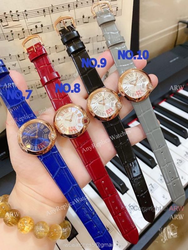 New Copy Cartier Ballon Blanc de Lady Watches Diamond Bezel Leather Strap 2