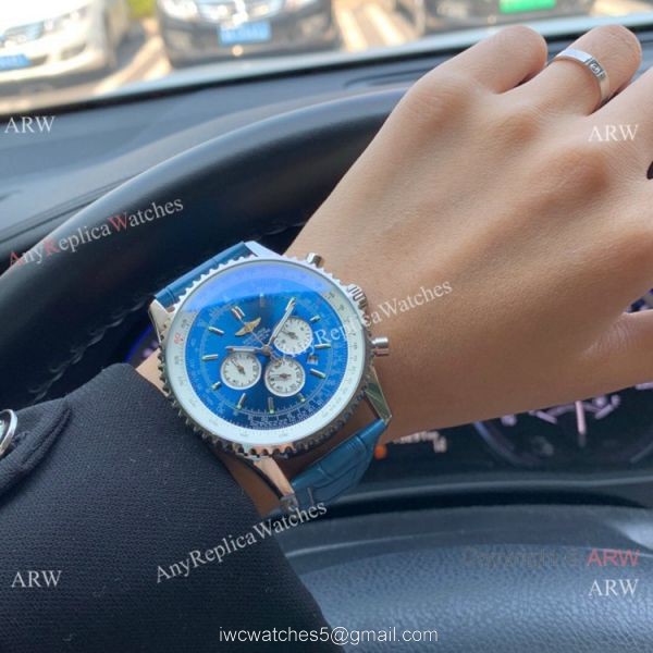 Best Replica Breitling Navitimer 01 Watch Blue Leather Strap 2