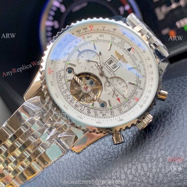 Copy Breitling Navitimer Tourbillon Steel Automatic Men Watch White Dial 2