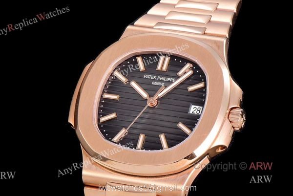 (GR) V2 Version 5711 Patek Philippe Nautilus Rose Gold Grey Dial Swiss Clone Watches 2