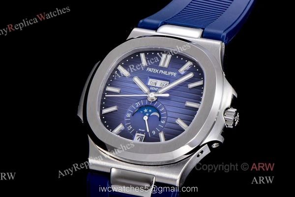 (GR) V2 Version New Patek Philippe Nautilus Annual Calendar 5726 Blue Dial Blue Rubber Replica Watch 2