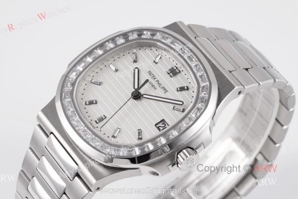 (PPF) V4 Version Best Replica Patek Philippe Diamond Watch With White Dial Diamond Markers 2