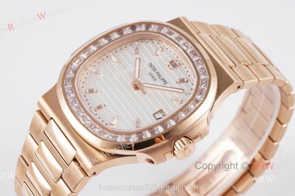 (PPF) V4 Version Swiss Replica Patek Philippe Nautilus Rose Gold Diamond Bezel Watch For Men 2