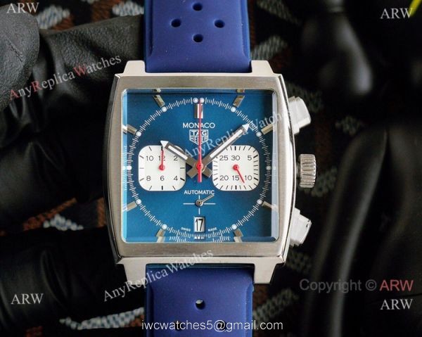 Best Copy Tag Heuer Monaco Watch Rubber Strap Red Subdials 2