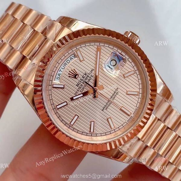 AAA Grade Replica Noob Rolex Day Date Rose Gold Swiss 3255 Automatic Watch 2