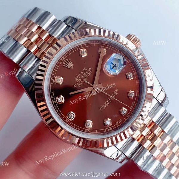 AAA Quality Noob Rolex Jubilee Rose Gold Datejust Choclate Dial With Diamonds Jubilee Bracelet replica Watches 2