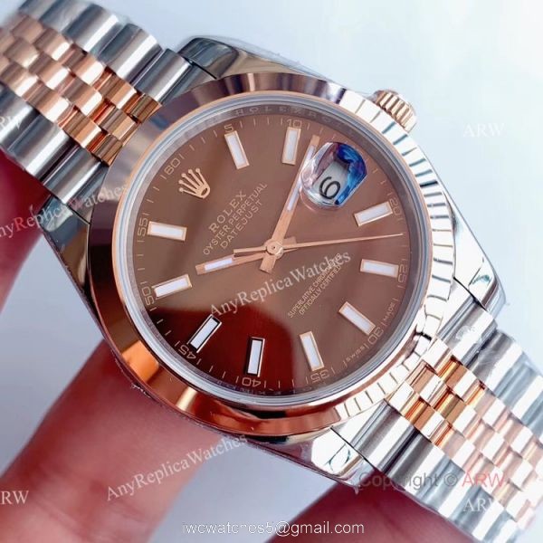Best Noob Rolex Datejust 41 Brown Dial Jubilee Bracelet Swiss 3235 Automatic Watch Replica 2