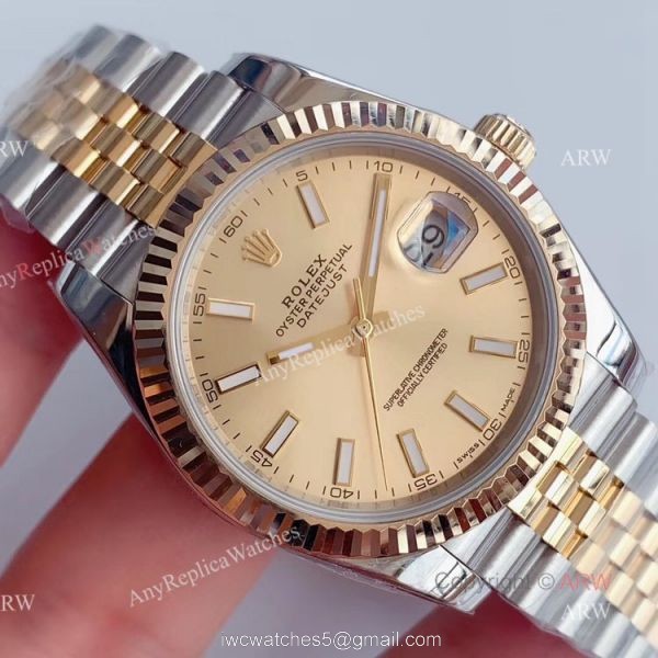 Noob Rolex Two Tone Datejust 41 Gold Dial Jubilee Bracelet Swiss Replica Watches For Men 2