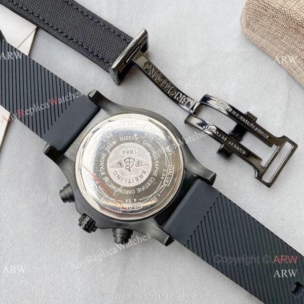 Replica Breitling Avenger Hurricane Military Watch Black Leather Strap 2