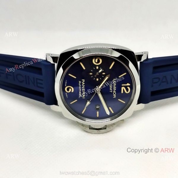 New arrival Panerai Luminor GMT PAM 01033 Blue Rubber Strap Watch 2