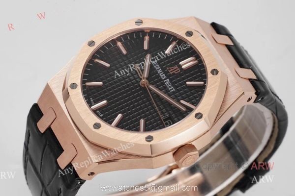 BF Factory Audemars Piguet Royal Oak 41mm Rose Gold Leather Strap Watch AAA Replica 2