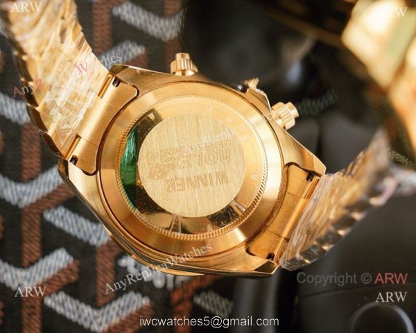 Fake Rolex Daytona Rainbow Bezel Yellow Gold Automatic Watch 43mm 2