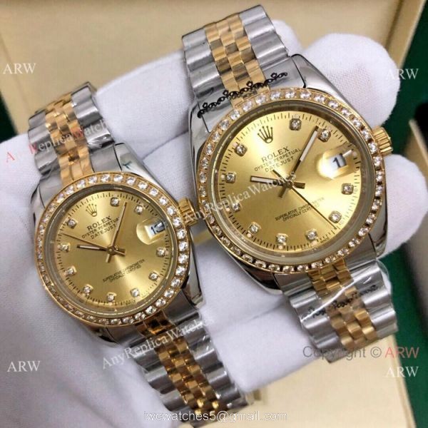 Clone Rolex Datejust Green Dial 2-Tone Lover Watch 36mm and 31mm 2