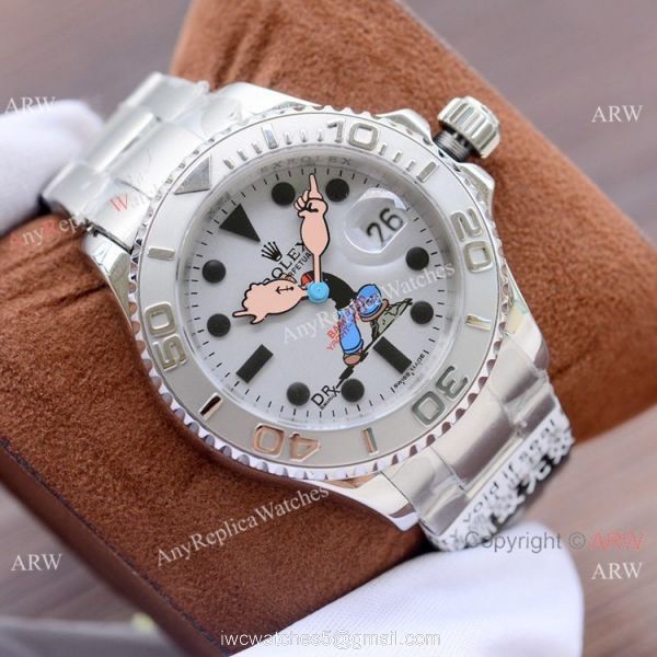 New Copy Rolex Popeye Yachtmaster Stainless Steel Watch Bamford Wrist 2