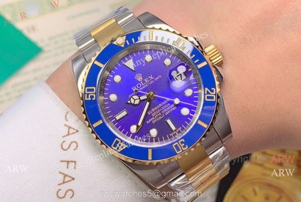 Rolex Submariner Two Tone Green Dial Watch Wholesale 2