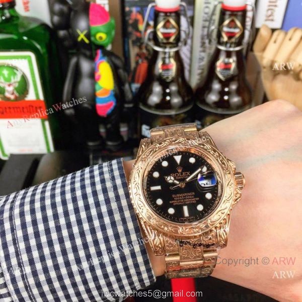 Rolex Submariner Engraving Rose Gold Watches Buy Replica 2
