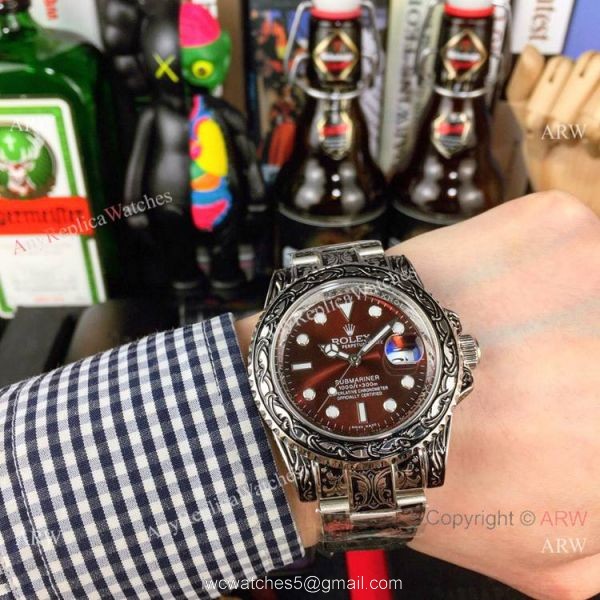 Best Replica Rolex Blue Face Submariner Engraving Blue Dial Watches 2