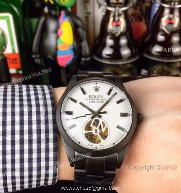 Best Replica Rolex Label Noir Tourbillon Men Watches 2